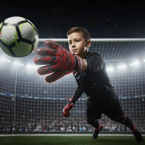 Youth Soccer Goalie Gloves - Durable Latex, Strong Grip & Comfort