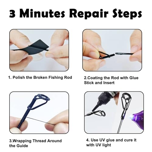 Fishing Rod Tip Repair Kit with UV Adhesive - UV Tip Repair Kit