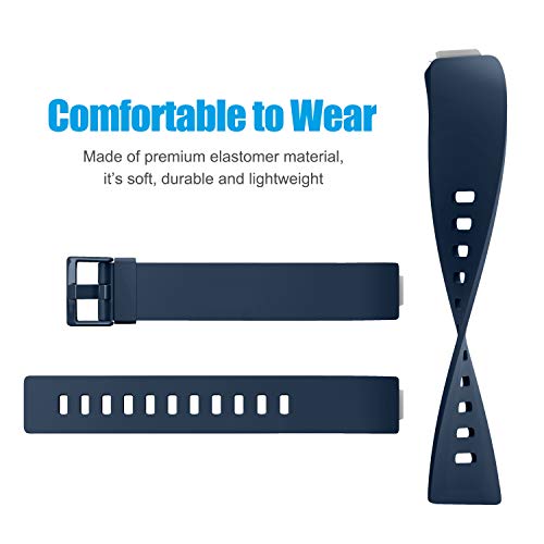 Sport Bands for Fitbit Inspire HR & Ace 2 - Black/Gray/Navy Blue, Large