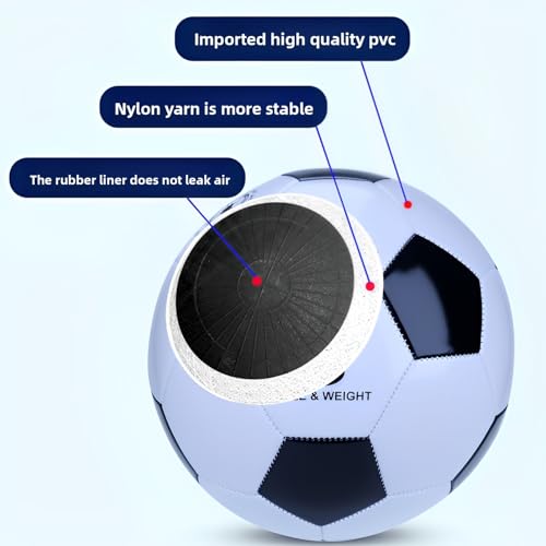 NiuXTool Black & White Soccer Ball with Pump, Durable PU Leather, Sizes 3/4/5
