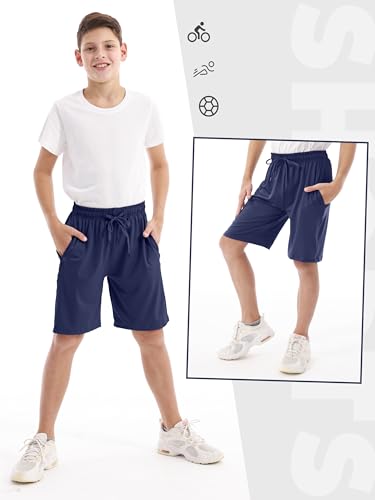Resinta Boys Athletic Shorts 5-Pack Kids Youth Basketball Performance Active Quick Dry Gym Shorts with Pockets