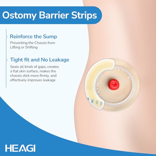 Heagimed 20PCS Ostomy Barrier Strips - Hydrocolloid Adhesive Tape for Skin & Bag Security