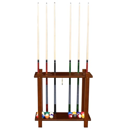 Classic Floor Billiard Cue Rack - Antique Walnut Finish