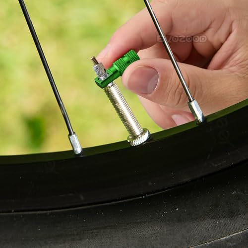 Aluminum Presta Valve Stem Dust Caps with Core Remover - 4 Pack - Green