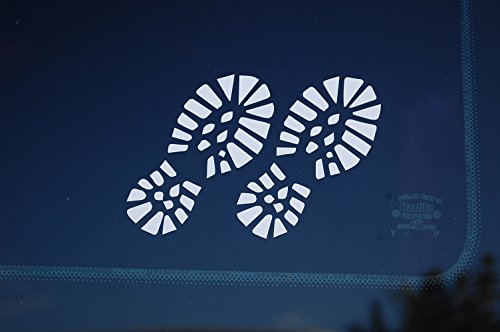 Hiking Boot Vinyl Decal Sticker - 5" X 3.5", White