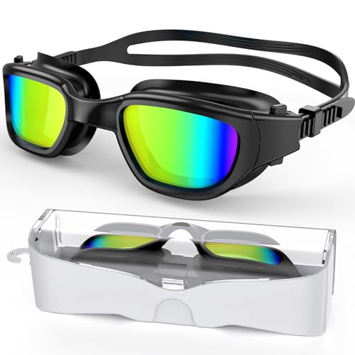 Zeligerstar Black Polarized Swim Goggles with Anti-Fog & UV Protection - Electroplated Gold
