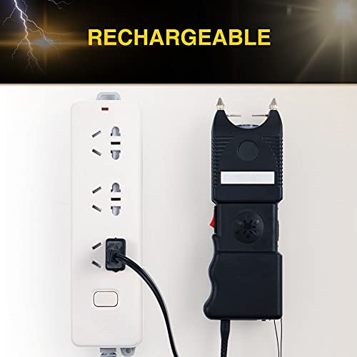 DARTMOOR Stun Gun Self Defense with 100lm Tactical Flashlight 120db Alarm Custom Holster & Ultra Powerful Rechargeable Phone Size for Men Women & Lanyard, Black