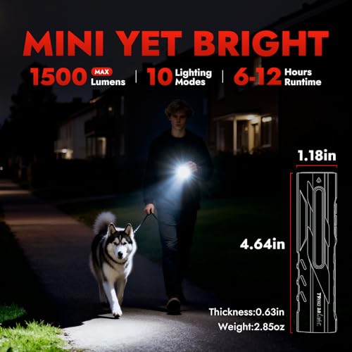 WARSUN T9PRO Rechargeable 1500 Lumen Pocket Flashlight with Magnetic Base