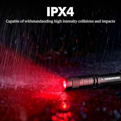 Red LED Flashlight with Clip & 2 AAA Batteries - 1 Pack