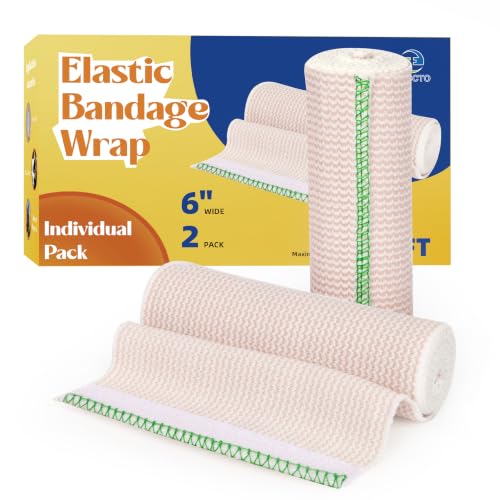 6" Elastic Bandage Wrap - Compression Bandage for Waist & Leg, 2 Pack