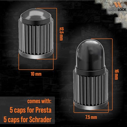 Brass Presta Valve Adaptor - 5 Pack with 10 Caps for Bikes & e-Scooters