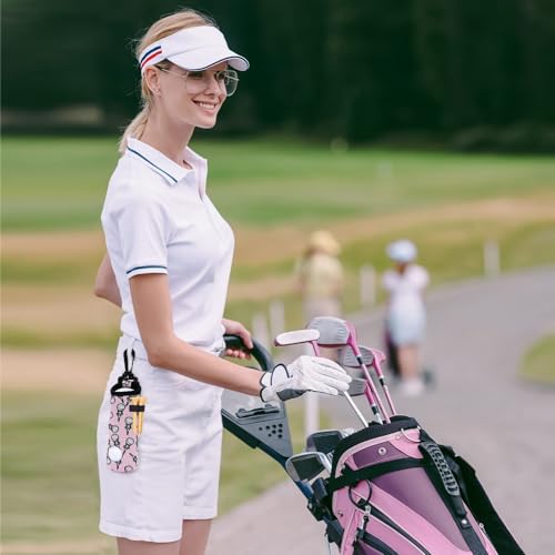White & Pink Golf Ball Holder & Tee Pouch 2 Pack Lightweight Portable Golf Accessories