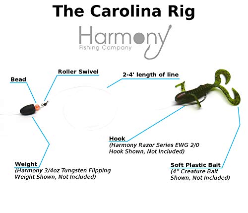 Carolina Rig Swivel Kit - 12 Roller Swivels & Beads for Bass Fishing