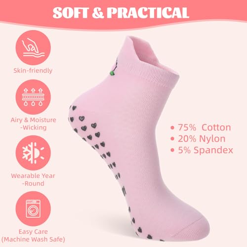Women's Non-Slip Pilates Socks with Grips - 6/8 Pairs, Multiple Colors