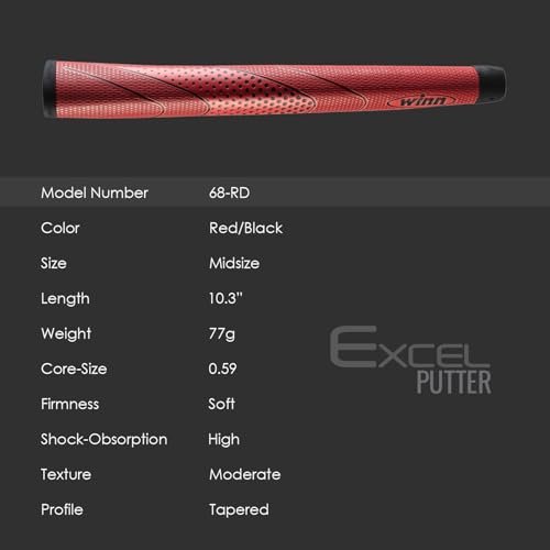 Winn Midsize Pistol Putter Grip - Excel Material, Red
