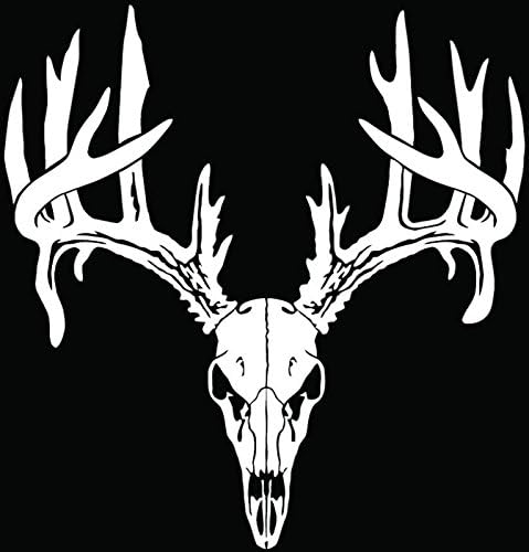 Deer Buck Antlers Skull Vinyl Decal Sticker - 8 Inch - Gloss White