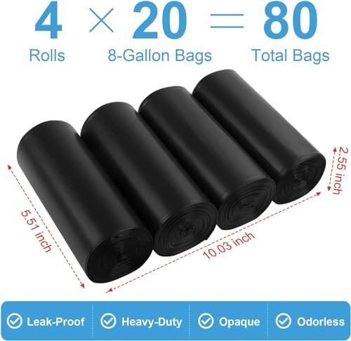 80PCS Biodegradable Portable Camping Toilet Bags 8 Gallon Trash Liners