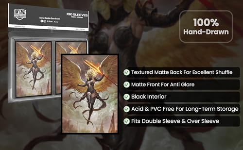 (Angel) 100% Hand-Drawn Matte Textured Card Sleeves 67x92mm for MTG/TCG, Regular Size, 100ct by Realm Guard