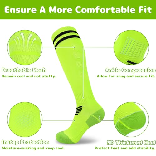 Youth Soccer & Baseball Socks - Softball Socks Medium Neon Green/Black