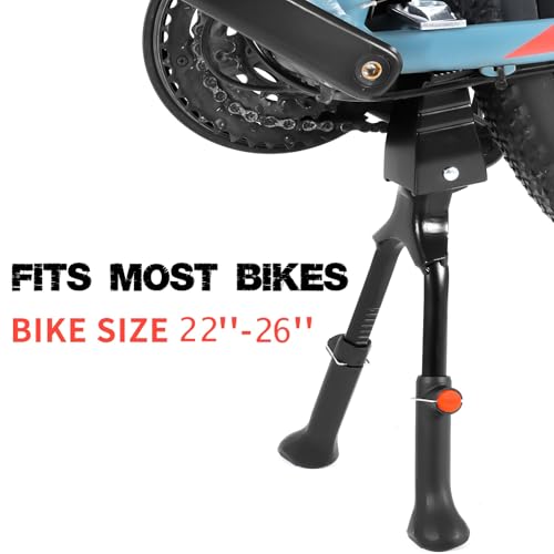 Adjustable Bike Kickstand with Double Legs - Aluminum Alloy Bicycle Kick Stands for 22-26 Inch Adult Bike, Road Bikes and Electric Bike