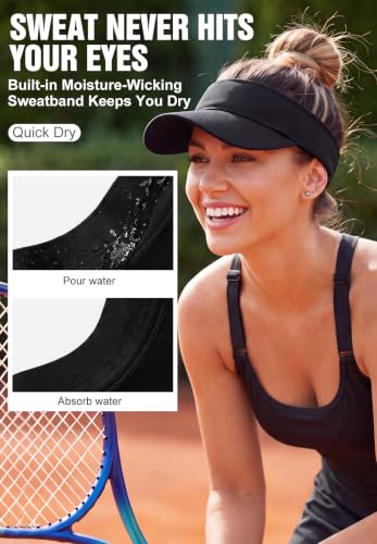 3.2" Structured Brim Visor Hat for Women - UPF 50+ - One Size / C Black