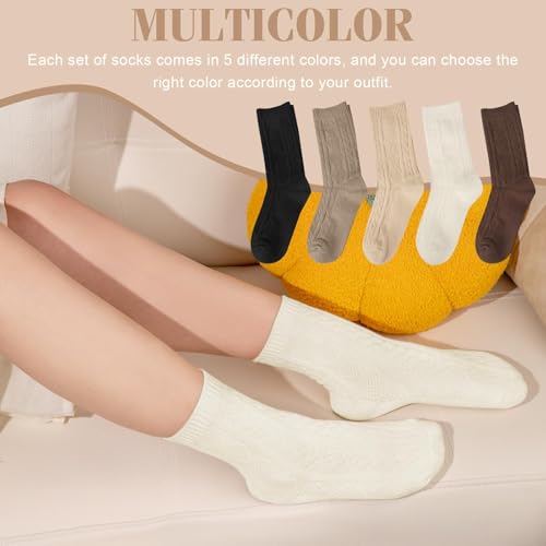 Wool Socks for Women - Winter Warm Cute Cat Crew Socks - One Size