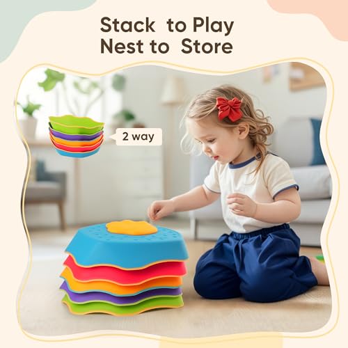 G-WING 5-Piece Kids Balance Stones with Sound Effects, Non-Slip Indoor Outdoor Toddler Motor Skills Toy