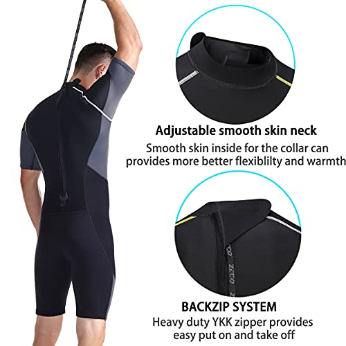 FINDSLINX Black-Gray 1.5mm Neoprene Shorty Wetsuit for Diving & Surfing