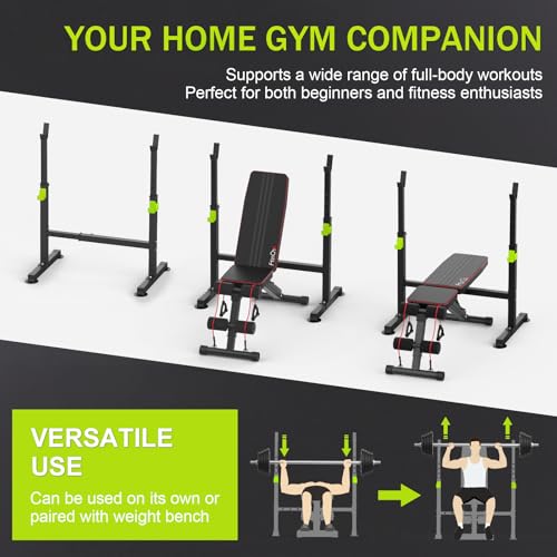 Adjustable Folding Weight Bench - 660 lbs Capacity - Black-Green