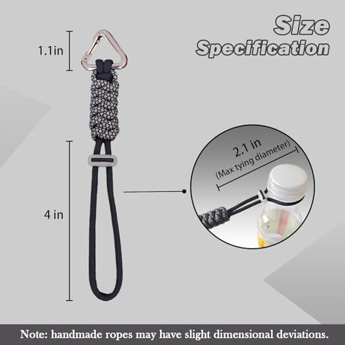 Paracord Keychain with Triangle Carabiner Clip - Black