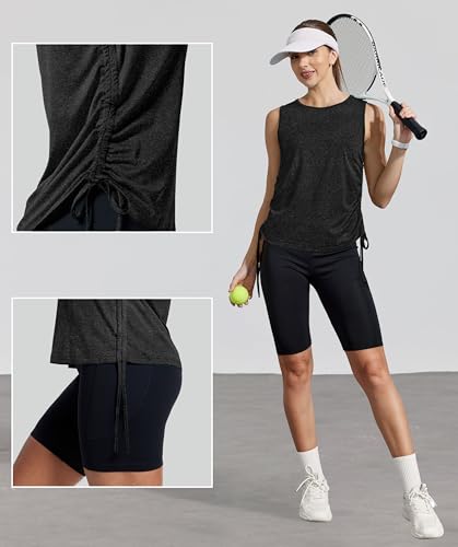 Women's Workout Tank Top - Pilates Gym Summer Clothes, Large - Black