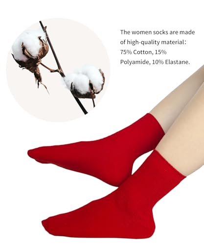 Women's Ribbed Knit Athletic Crew Socks - One Size Red
