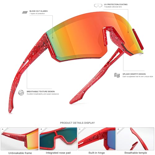 Youth Baseball Sunglasses for Kids Age 6-12 - Lightweight Cycling Sports Shades