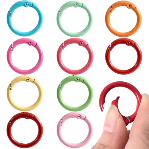 Round Spring O Rings - 10 Pcs Mixed Color 25mm Keyring Clips