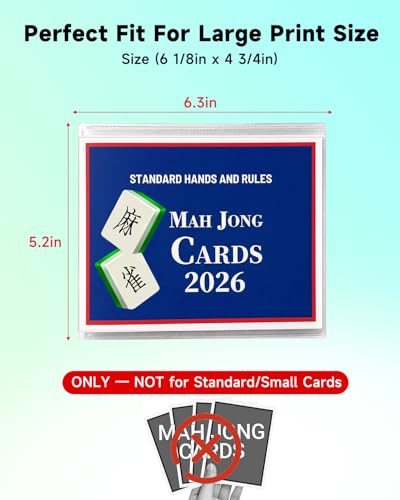 Mahjong Card Protector Sleeves Set - 4 Pack for Large Print Size