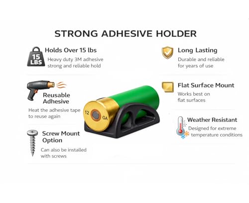 12Ga Shotgun Shell Holder - Durable Caddy with 3M Tape - 1 Piece