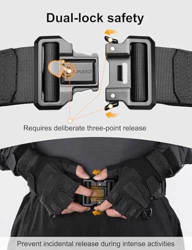 JUKMO Men's Tactical Gun Belt Set 2.0 Inches with Gift Box, Black, Large (30-34" Waist)