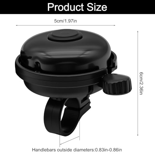 Aluminum Bike Bell - Loud Crisp Sound - Easy Installation - Black