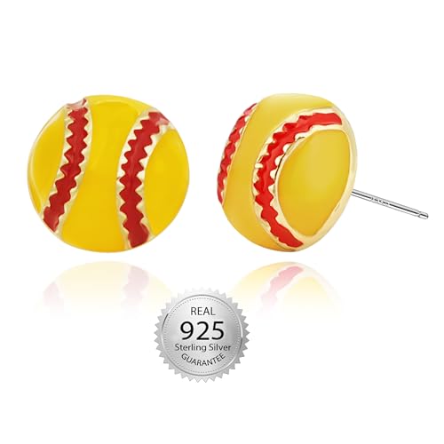 SmileBelle Sterling Silver Softball Sports Earrings for Women – Soccer Volleyball Gifts