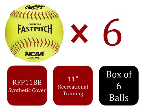 Rawlings NCAA 11" Recreational Fastpitch Softballs — 6 Count