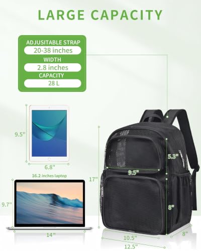 Heavy Duty Large Capacity Mesh Backpack with Padded Straps