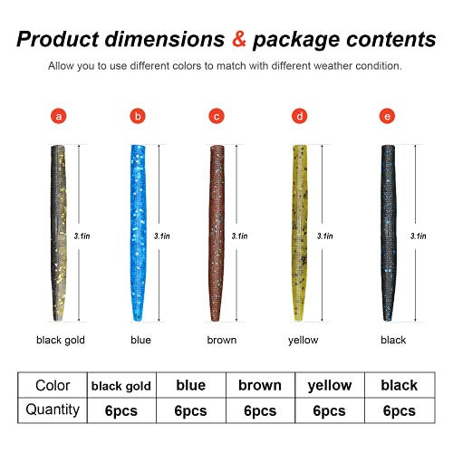 Soft Plastic Worms Fishing Lures Kit with Jig Heads - 25pcs, 5 Colors