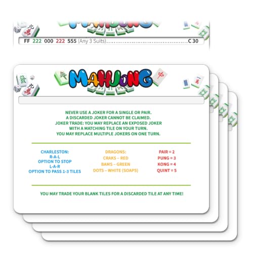 Mahjong Line Finder Rule Card Reader - 4 Pack