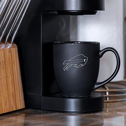 Buffalo Bills 15oz Matte Black Bistro Mug - Etched Team Logo