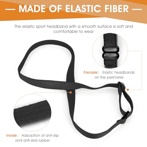 Elastic Sport Headbands - 4 Black Non-Slip Running Sweat Bands