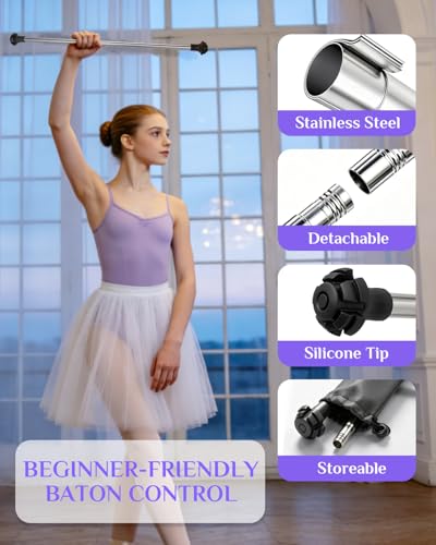27-Inch Twirling Baton - Stainless Steel Majorette Baton Set