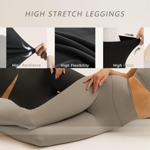 Diravo Women's Black Leggings 4-Pack, Large-X-Large, Tummy Control, Soft Lined Yoga & Workout Pants