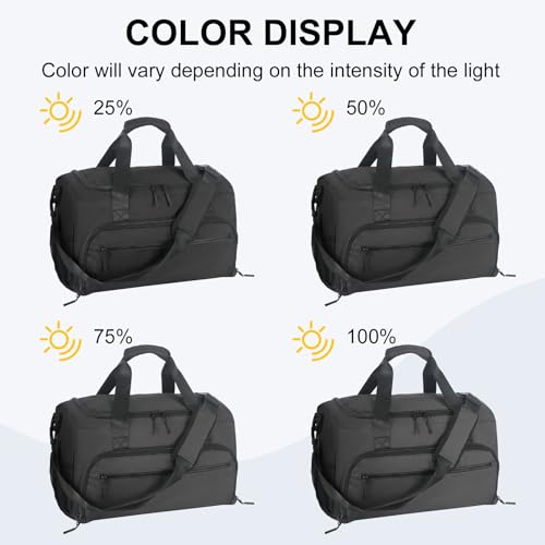 SOAEON Black Gym Duffle Bag for Men & Women with Wet & Shoes Compartments, Water-Resistant Overnight Weekender