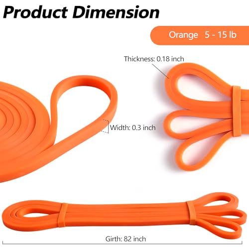 Light Resistance Exercise Bands for Strength Training - Orange (5-15lb)