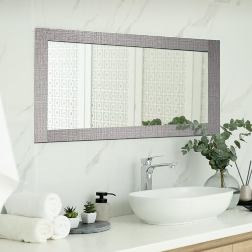 15M Gray Linen Border Wall Decor Peel & Stick Removable PVC Waterproof Bathroom Mirror Frame Border Kitchen Sticker Trim 49 ft x 4"